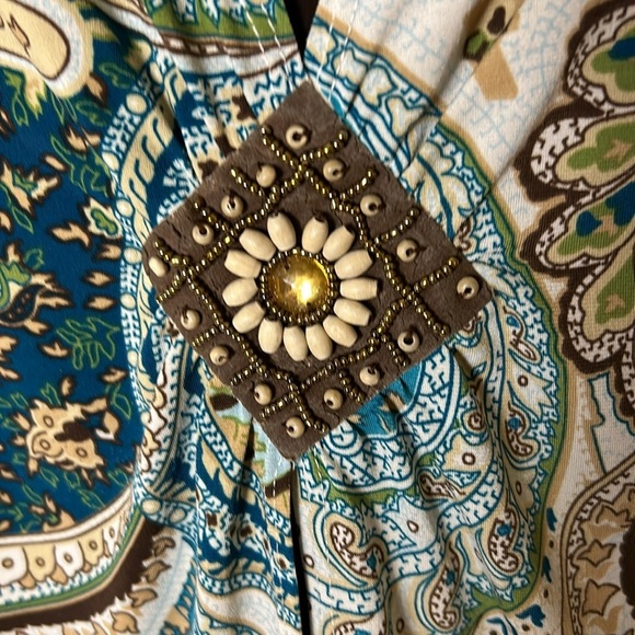 Y2K 70’s vibe,retro,Notations,blouse ,2X,Tribal Vintage,stretchy,boho,wood,beads - Picture 3 of 13